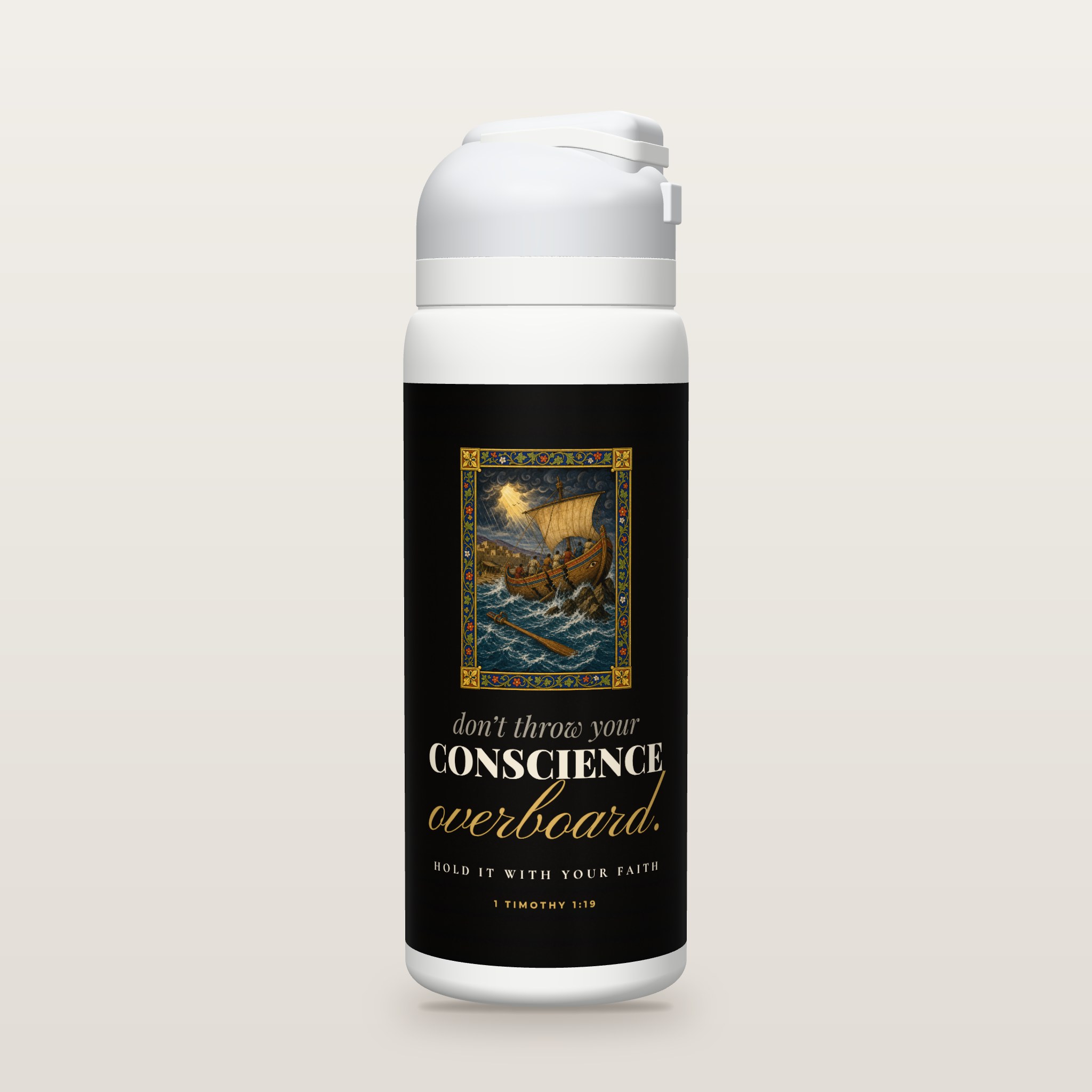 Front of the Conscience Overboard bottle