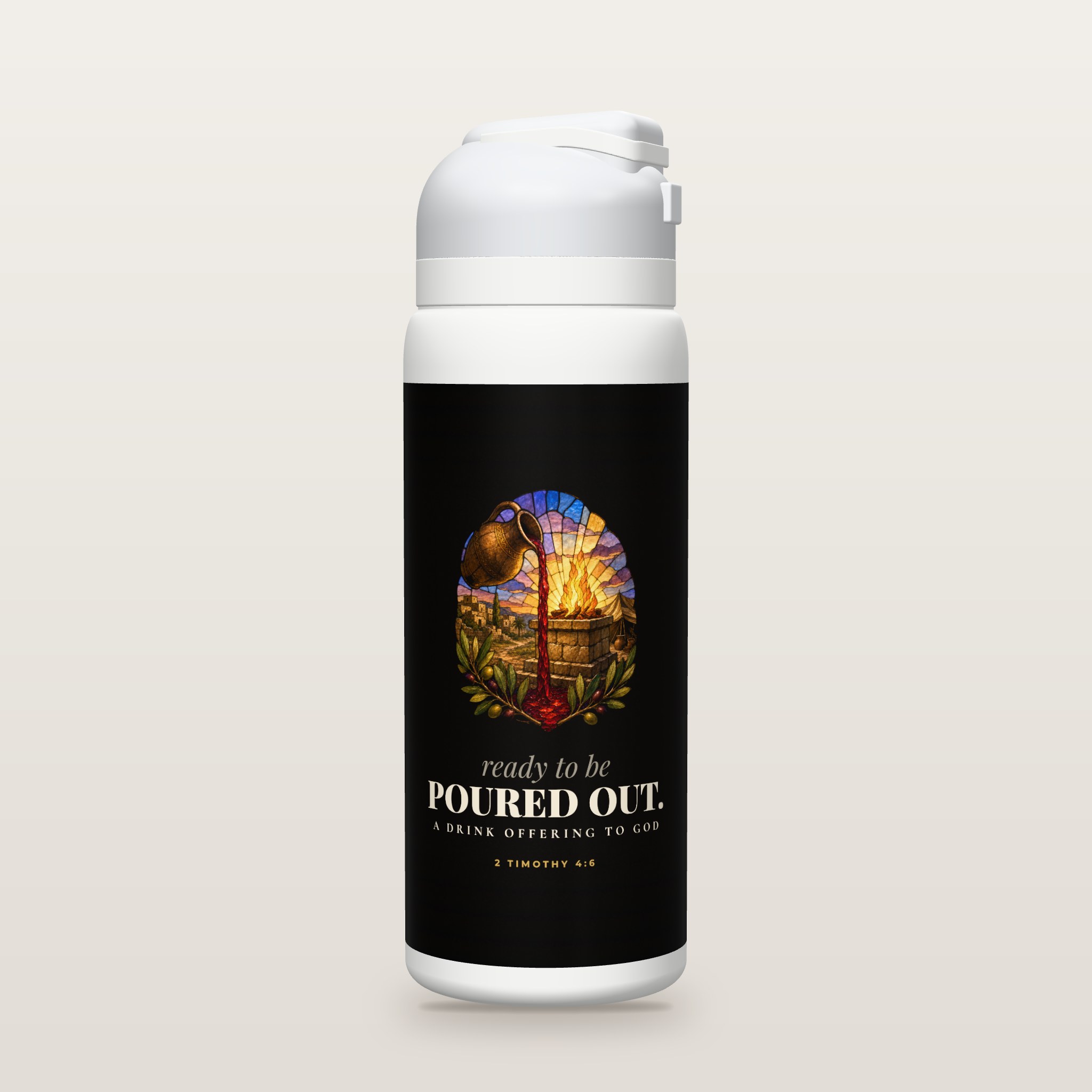 Front of the ready to be POURED OUT. bottle